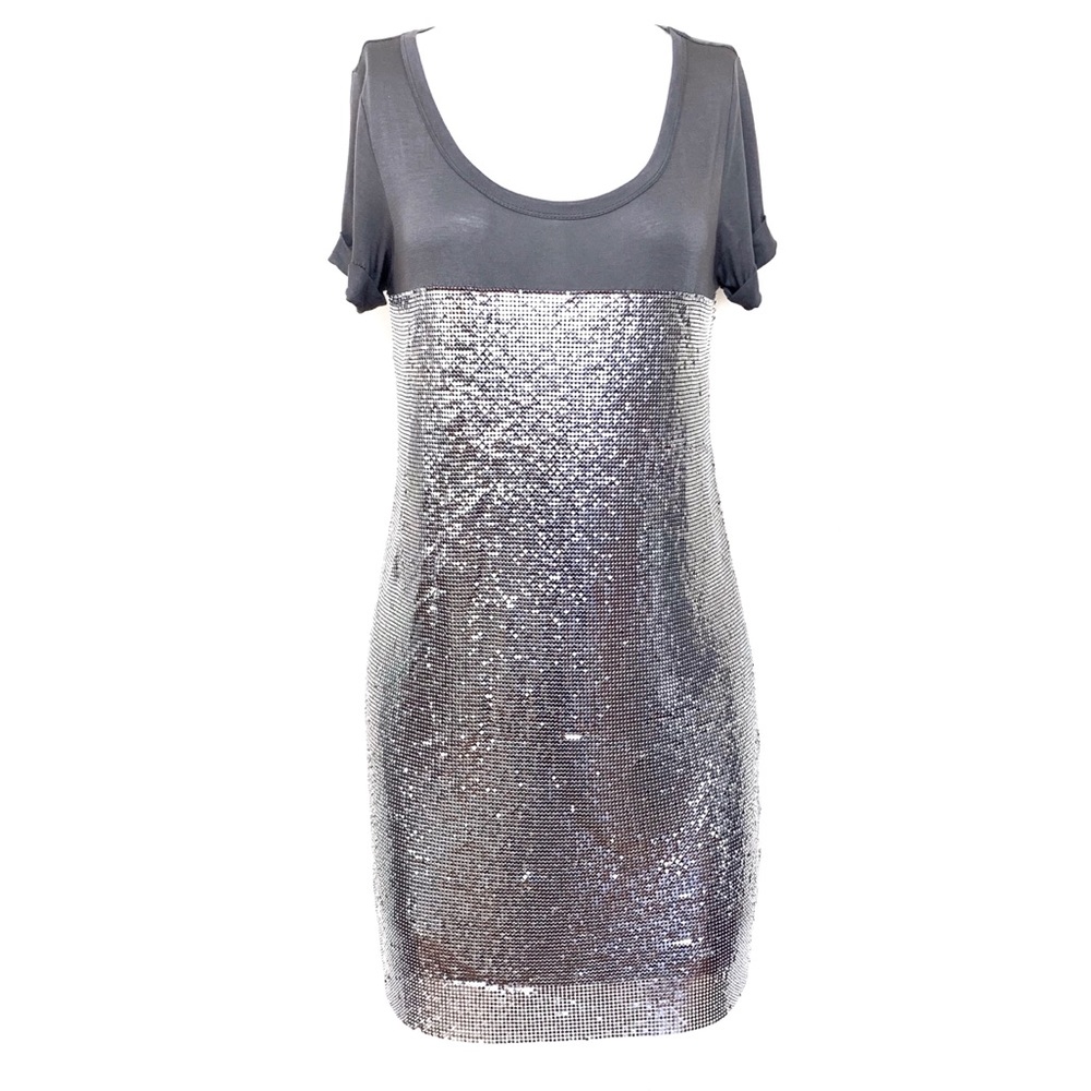 Patrizia Pepe Metallic Gray Bodycon Dress